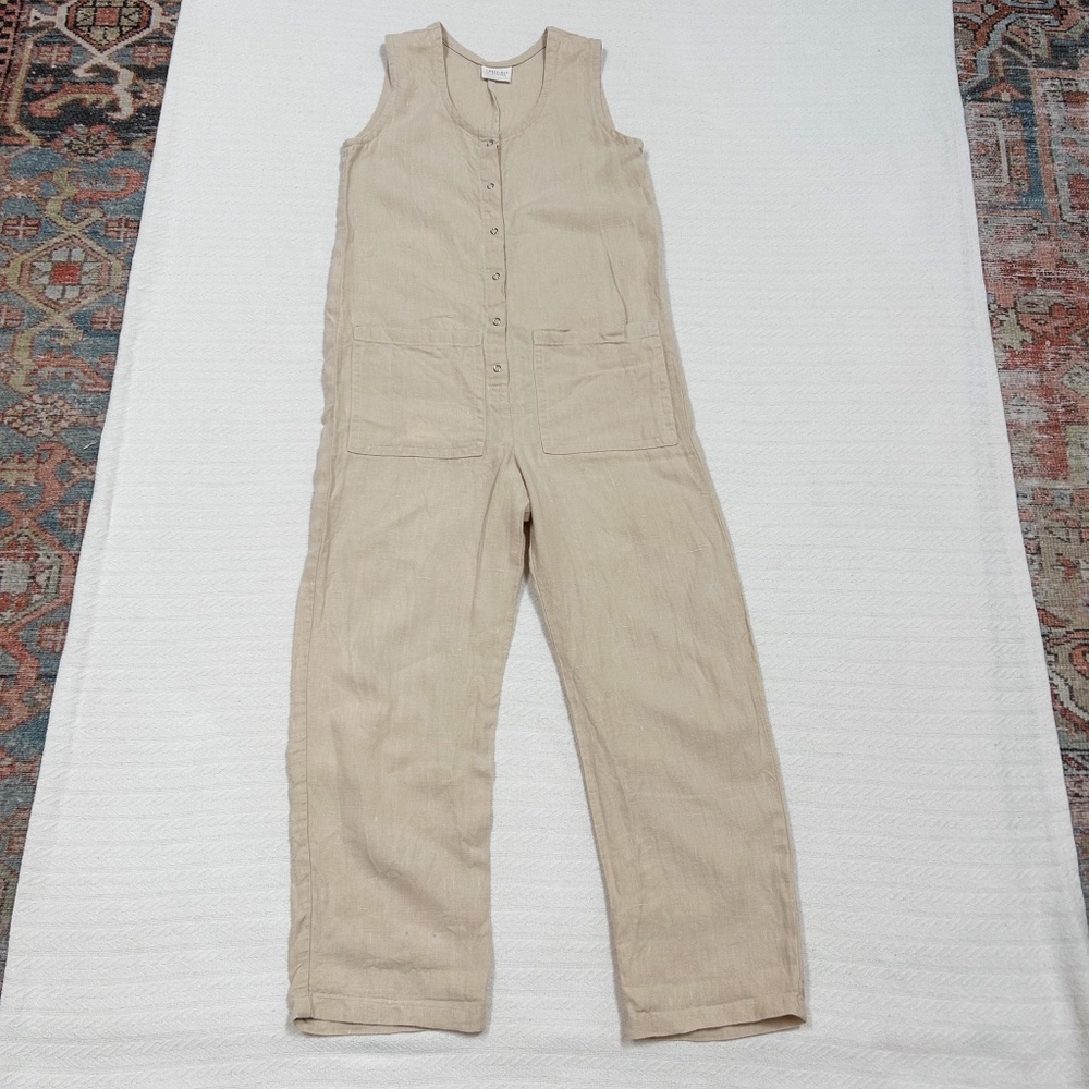 CONSCIOUS CLOTHING linen cream sleeveless jumpsuit/one piece - xs/s - lagenlook